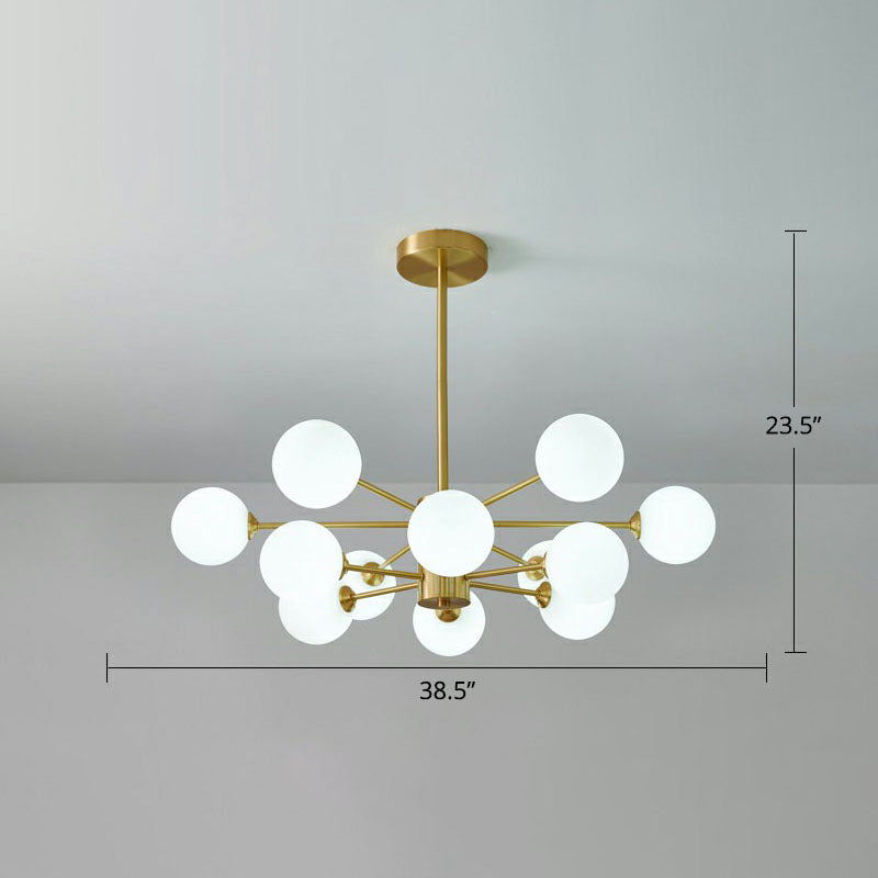 Postmodernism Bubbles Pendant Light Fixture Milk Glass Parlor Ceiling Chandelier in Gold 12 Gold Clearhalo 'Ceiling Lights' 'Chandeliers' 'Modern Chandeliers' 'Modern' Lighting' 2268163