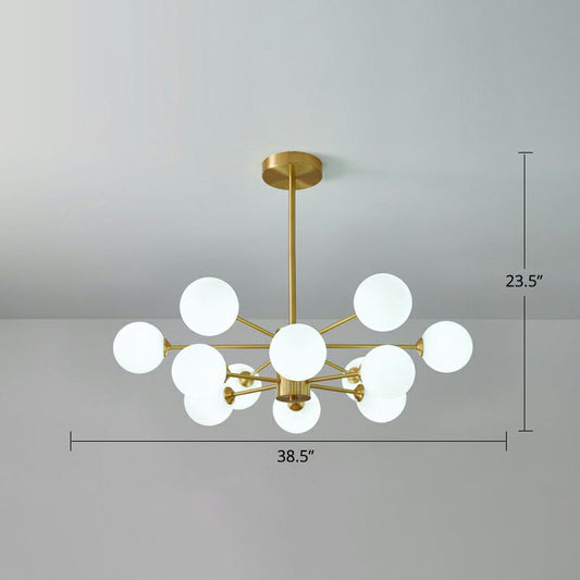 Postmodernism Bubbles Pendant Light Fixture Milk Glass Parlor Ceiling Chandelier in Gold 12 Gold Clearhalo 'Ceiling Lights' 'Chandeliers' 'Modern Chandeliers' 'Modern' Lighting' 2268163