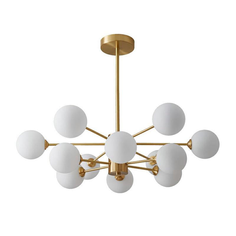 Postmodernism Bubbles Pendant Light Fixture Milk Glass Parlor Ceiling Chandelier in Gold Clearhalo 'Ceiling Lights' 'Chandeliers' 'Modern Chandeliers' 'Modern' Lighting' 2268164