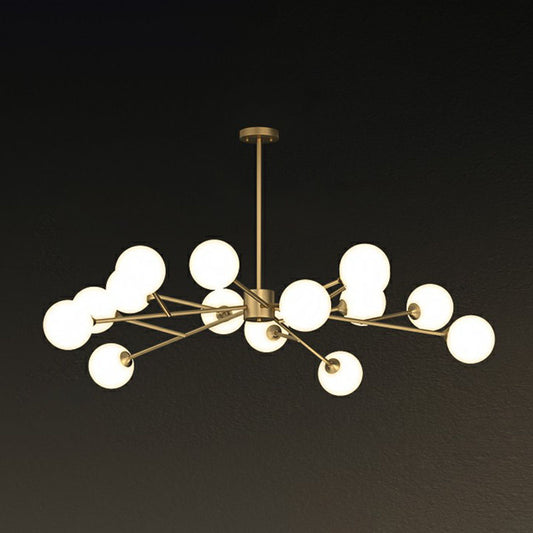 Postmodern Tree Branch Chandelier Milk Ball Glass Living Room Hanging Light in Gold 15 Gold Clearhalo 'Ceiling Lights' 'Chandeliers' 'Modern Chandeliers' 'Modern' Lighting' 2268180