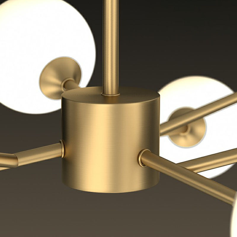 Postmodern Tree Branch Chandelier Milk Ball Glass Living Room Hanging Light in Gold Clearhalo 'Ceiling Lights' 'Chandeliers' 'Modern Chandeliers' 'Modern' Lighting' 2268186