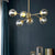 Branching Hanging Ceiling Light Post-Modern Metal Golden Chandelier with Ball Amber Glass Shade 6 Gold Clearhalo 'Ceiling Lights' 'Chandeliers' 'Modern Chandeliers' 'Modern' Lighting' 2268188