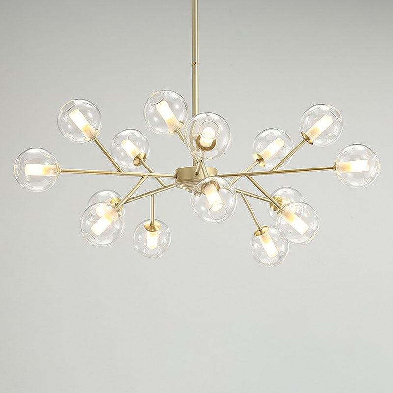 Gold Branch Hanging Chandelier Postmodern Stylish Clear Ball Glass Ceiling Light for Dining Room Clearhalo 'Ceiling Lights' 'Chandeliers' 'Modern Chandeliers' 'Modern' Lighting' 2268201