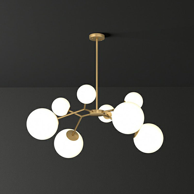 Cream Glass Molecular Chandelier Postmodern Style Pendant Lighting Fixture in Gold Clearhalo 'Ceiling Lights' 'Chandeliers' 'Modern Chandeliers' 'Modern' Lighting' 2268202