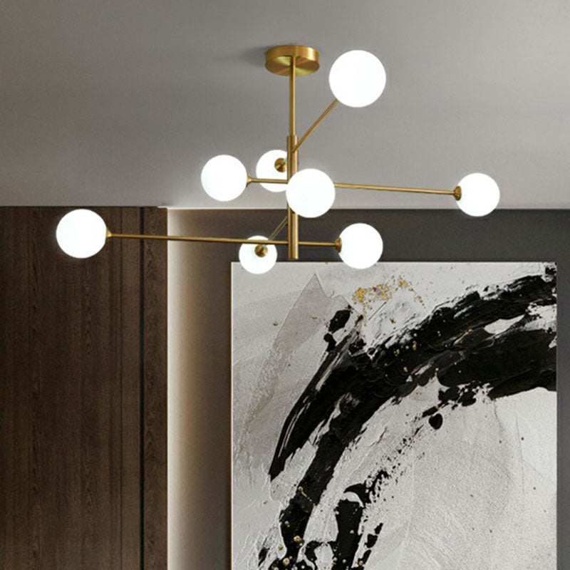 Molecule Glass Chandelier Lighting Minimalistic Gold Plated Hanging Ceiling Light Clearhalo 'Ceiling Lights' 'Chandeliers' 'Modern Chandeliers' 'Modern' Lighting' 2268210