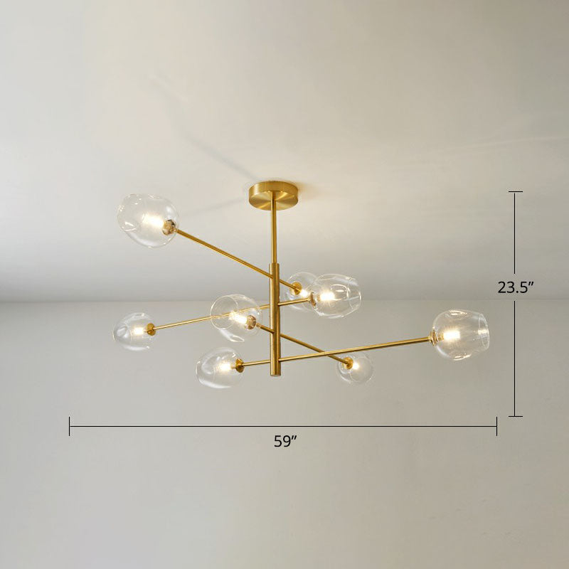 Molecule Glass Chandelier Lighting Minimalistic Gold Plated Hanging Ceiling Light 8 Gold Clear Clearhalo 'Ceiling Lights' 'Chandeliers' 'Modern Chandeliers' 'Modern' Lighting' 2268213