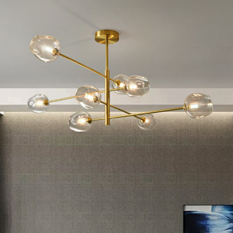Molecule Glass Chandelier Lighting Minimalistic Gold Plated Hanging Ceiling Light Clearhalo 'Ceiling Lights' 'Chandeliers' 'Modern Chandeliers' 'Modern' Lighting' 2268214