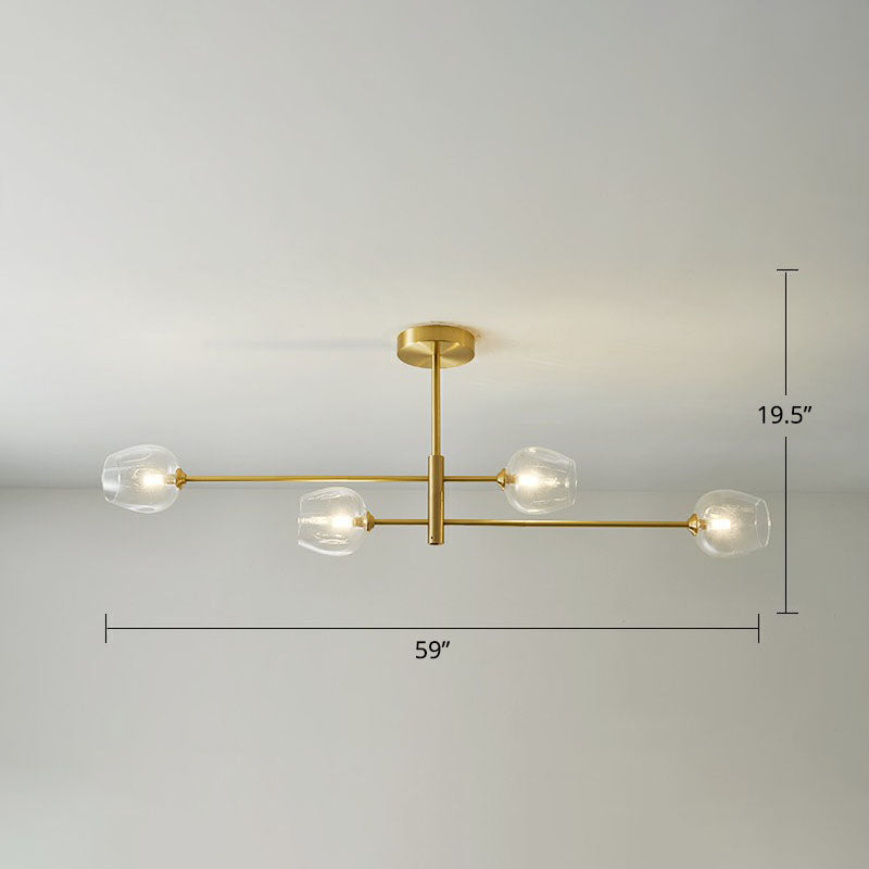 Molecule Glass Chandelier Lighting Minimalistic Gold Plated Hanging Ceiling Light 4 Gold Clear Clearhalo 'Ceiling Lights' 'Chandeliers' 'Modern Chandeliers' 'Modern' Lighting' 2268217