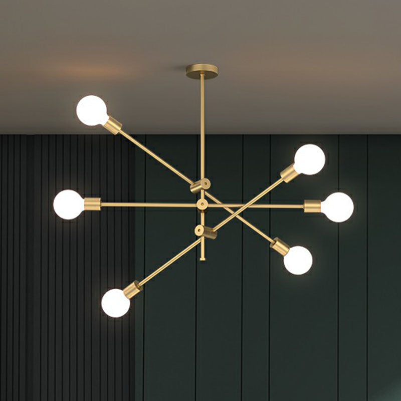 Metal Swivel Arm Hanging Lamp Minimalist Brass Finish Chandelier with Ball Glass Shade Clearhalo 'Ceiling Lights' 'Chandeliers' 'Clear' 'Industrial' 'Modern Chandeliers' 'Modern' 'Tiffany' 'Traditional Chandeliers' Lighting' 2268236