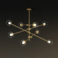 Metal Swivel Arm Hanging Lamp Minimalist Brass Finish Chandelier with Ball Glass Shade 8 Clear Clearhalo 'Ceiling Lights' 'Chandeliers' 'Clear' 'Industrial' 'Modern Chandeliers' 'Modern' 'Tiffany' 'Traditional Chandeliers' Lighting' 2268237