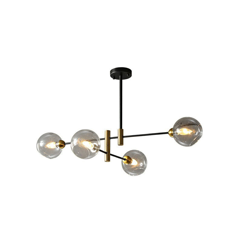 Glass Dome Chandelier Minimalism Black and Brass Suspended Lighting Fixture for Dining Room 4 Clear Clearhalo 'Ceiling Lights' 'Chandeliers' 'Clear' 'Industrial' 'Modern Chandeliers' 'Modern' 'Tiffany' 'Traditional Chandeliers' Lighting' 2268252