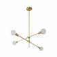 Simplicity Rotating Arm Chandelier Metallic Living Room Ceiling Hang Lamp with Open Bulb Design 4 Gold Clearhalo 'Ceiling Lights' 'Chandeliers' 'Modern Chandeliers' 'Modern' Lighting' 2268266