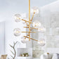 Nordic Style Ball Chandelier Clear Glass Living Room Suspension Light Fixture in Gold 8 Gold Clearhalo 'Ceiling Lights' 'Chandeliers' 'Modern Chandeliers' 'Modern' Lighting' 2268285