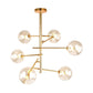 Nordic Style Ball Chandelier Clear Glass Living Room Suspension Light Fixture in Gold Clearhalo 'Ceiling Lights' 'Chandeliers' 'Modern Chandeliers' 'Modern' Lighting' 2268287