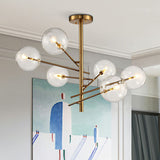 Ball Restaurant Chandelier Clear Glass Postmodern Style Suspension Light in Gold Clearhalo 'Ceiling Lights' 'Chandeliers' 'Modern Chandeliers' 'Modern' Lighting' 2268301