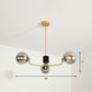 Radial Suspension Light Postmodern Metal Living Room Chandelier Lighting with Ball Glass Shade 3 Gold Smoke Grey Clearhalo 'Ceiling Lights' 'Chandeliers' 'Modern Chandeliers' 'Modern' Lighting' 2268329