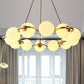 Brass Finish Floral Ring Shaped Chandelier Modern Metal Hanging Light with Ball Glass Shade Clearhalo 'Ceiling Lights' 'Chandeliers' 'Clear' 'Industrial' 'Modern Chandeliers' 'Modern' 'Tiffany' 'Traditional Chandeliers' Lighting' 2268367