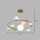 Glass Planet Hanging Lamp Postmodern Brass Finish Chandelier Light for Living Room 7 Blue Clearhalo 'Ceiling Lights' 'Chandeliers' 'Modern Chandeliers' 'Modern' Lighting' 2268373