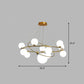 Glass Planet Hanging Lamp Postmodern Brass Finish Chandelier Light for Living Room 11 White Clearhalo 'Ceiling Lights' 'Chandeliers' 'Modern Chandeliers' 'Modern' Lighting' 2268384