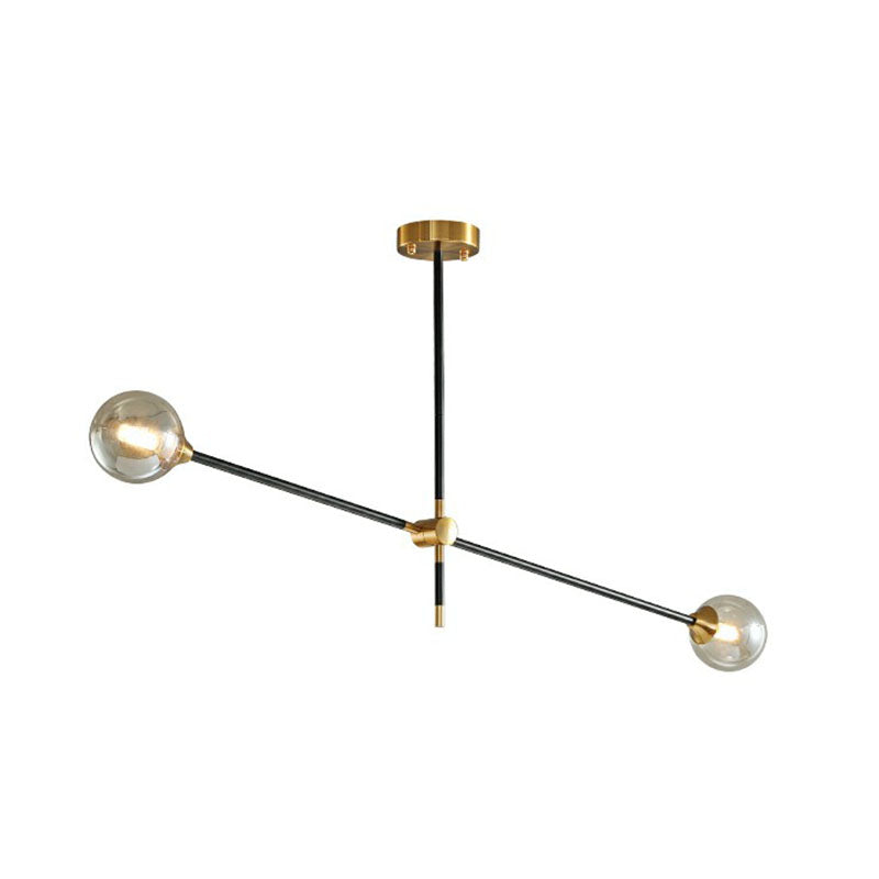 Ball Glass Suspension Light Minimalism Black-Brass LED Chandelier with Adjustable Arm 2 Amber Clearhalo 'Ceiling Lights' 'Chandeliers' 'Clear' 'Industrial' 'Modern Chandeliers' 'Modern' 'Tiffany' 'Traditional Chandeliers' Lighting' 2268405