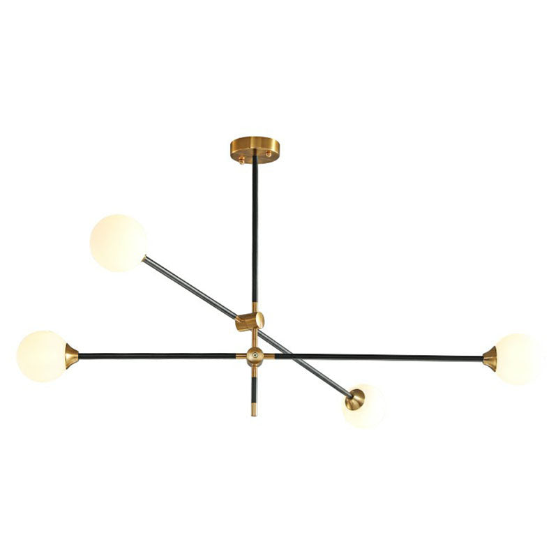 Ball Glass Suspension Light Minimalism Black-Brass LED Chandelier with Adjustable Arm 4 White Clearhalo 'Ceiling Lights' 'Chandeliers' 'Clear' 'Industrial' 'Modern Chandeliers' 'Modern' 'Tiffany' 'Traditional Chandeliers' Lighting' 2268406