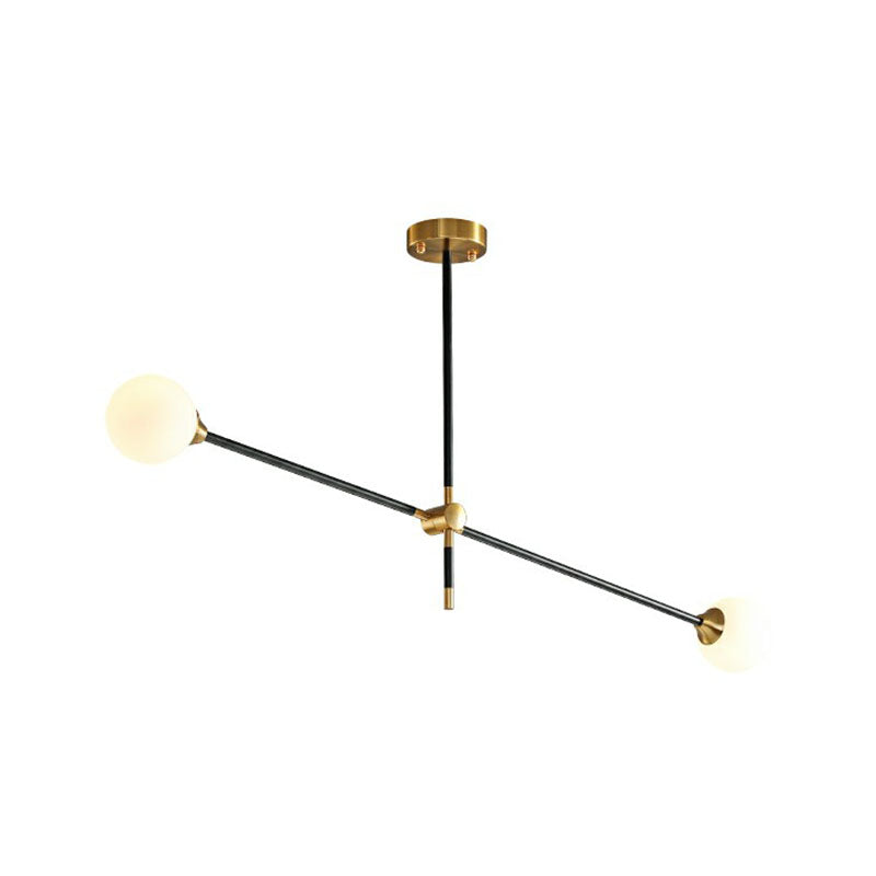 Ball Glass Suspension Light Minimalism Black-Brass LED Chandelier with Adjustable Arm 2 White Clearhalo 'Ceiling Lights' 'Chandeliers' 'Clear' 'Industrial' 'Modern Chandeliers' 'Modern' 'Tiffany' 'Traditional Chandeliers' Lighting' 2268410