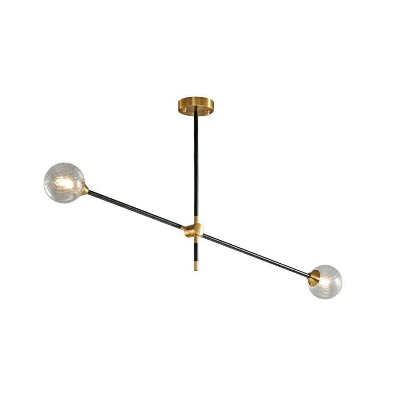 Ball Glass Suspension Light Minimalism Black-Brass LED Chandelier with Adjustable Arm 4 Clear Clearhalo 'Ceiling Lights' 'Chandeliers' 'Clear' 'Industrial' 'Modern Chandeliers' 'Modern' 'Tiffany' 'Traditional Chandeliers' Lighting' 2268411