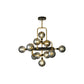 Glass 3D Atomic Chandelier Postmodern 12-Bulb Black and Brass Suspension Light Fixture Smoke Gray Clearhalo 'Ceiling Lights' 'Chandeliers' 'Modern Chandeliers' 'Modern' Lighting' 2268429