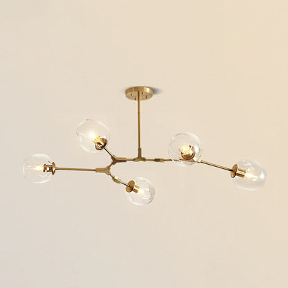 Postmodern DNA Hanging Ceiling Light Transparent Glass Living Room Chandelier in Gold 5 Gold Clearhalo 'Ceiling Lights' 'Chandeliers' 'Modern Chandeliers' 'Modern' Lighting' 2268441