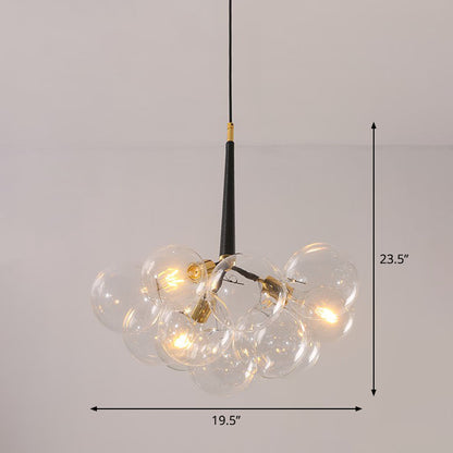 Bubble Chandelier Lighting Minimalist Transparent Glass Suspension Light for Living Room 3 Black Clearhalo 'Ceiling Lights' 'Chandeliers' 'Glass shade' 'Glass' 'Modern Chandeliers' 'Modern' Lighting' 2268461