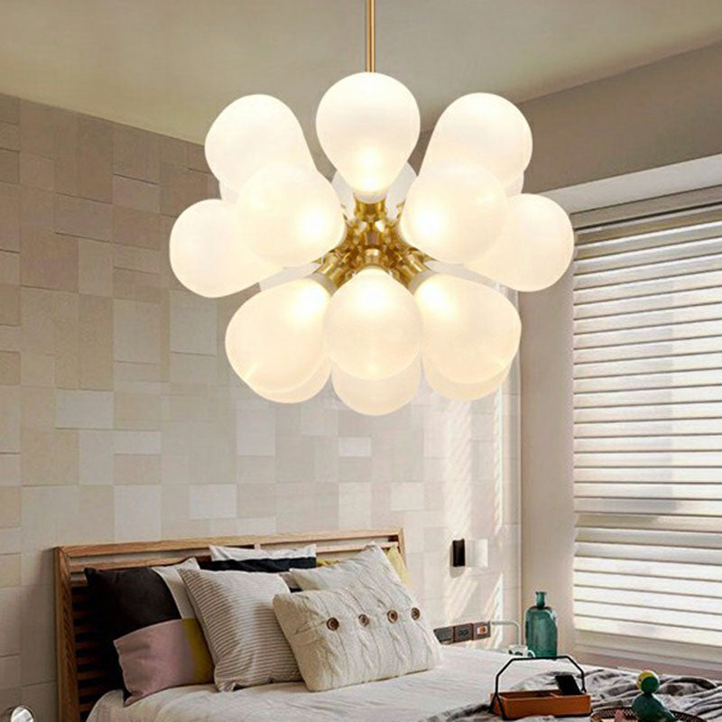Postmodern Creative Bubbles Chandelier Glass 18-Bulb Bedroom Pendant Light in Gold Clearhalo 'Ceiling Lights' 'Chandeliers' 'Modern Chandeliers' 'Modern' Lighting' 2268479