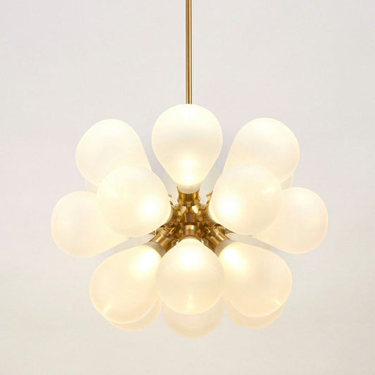 Postmodern Creative Bubbles Chandelier Glass 18-Bulb Bedroom Pendant Light in Gold White Clearhalo 'Ceiling Lights' 'Chandeliers' 'Modern Chandeliers' 'Modern' Lighting' 2268480