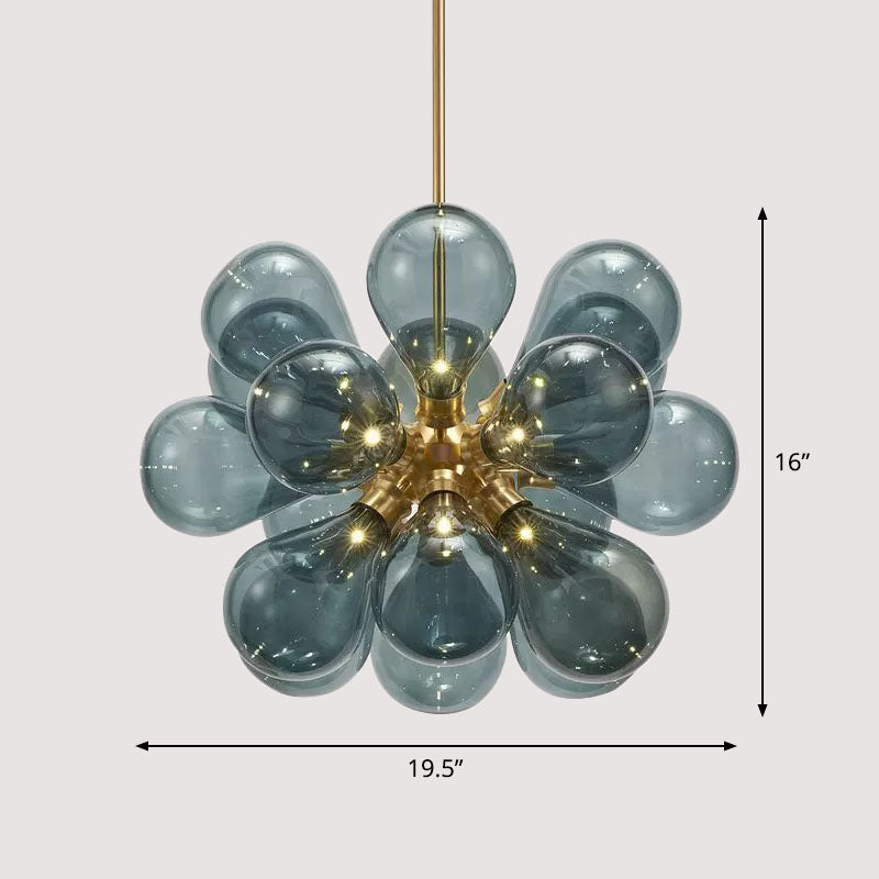 Postmodern Creative Bubbles Chandelier Glass 18-Bulb Bedroom Pendant Light in Gold Clearhalo 'Ceiling Lights' 'Chandeliers' 'Modern Chandeliers' 'Modern' Lighting' 2268482