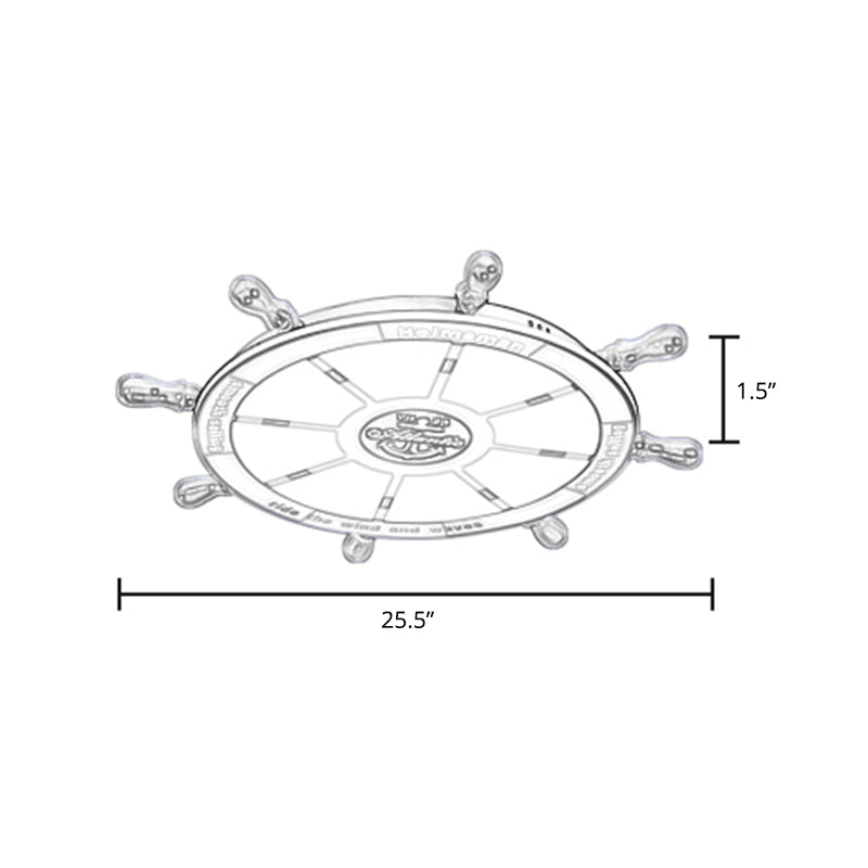 Rudder Bedroom LED Flush Mount Lighting Wood Kids Style Flush Mount Ceiling Light in Blue Clearhalo 'Ceiling Lights' 'Close To Ceiling Lights' 'Close to ceiling' 'Flush mount' Lighting' 2268516
