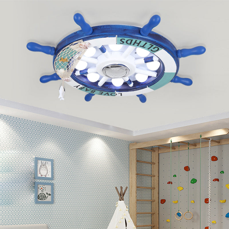 Wood Rudder Flush Light Contemporary Blue LED Flush Ceiling Light Fixture for Nursery Clearhalo 'Ceiling Lights' 'Close To Ceiling Lights' 'Close to ceiling' 'Flush mount' Lighting' 2268517