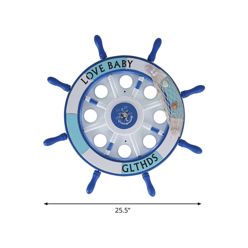 Wood Rudder Flush Light Contemporary Blue LED Flush Ceiling Light Fixture for Nursery Blue 25.5" White Clearhalo 'Ceiling Lights' 'Close To Ceiling Lights' 'Close to ceiling' 'Flush mount' Lighting' 2268521
