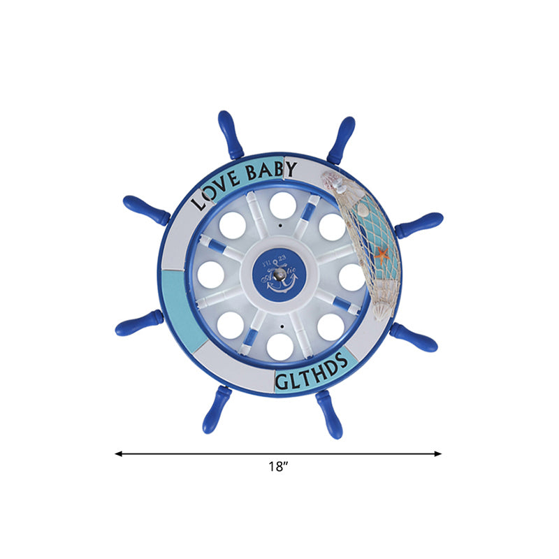 Wood Rudder Flush Light Contemporary Blue LED Flush Ceiling Light Fixture for Nursery Blue 18" White Clearhalo 'Ceiling Lights' 'Close To Ceiling Lights' 'Close to ceiling' 'Flush mount' Lighting' 2268522