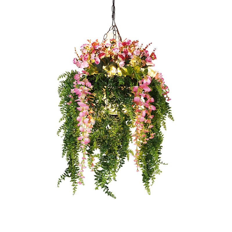 Farmhouse Plant Chandelier Light Metallic 4-Head Suspension Pendant for Restaurant Clearhalo 'Cast Iron' 'Ceiling Lights' 'Chandeliers' 'Industrial Chandeliers' 'Industrial' 'Metal' 'Middle Century Chandeliers' 'Rustic Chandeliers' 'Tiffany' Lighting' 2268527