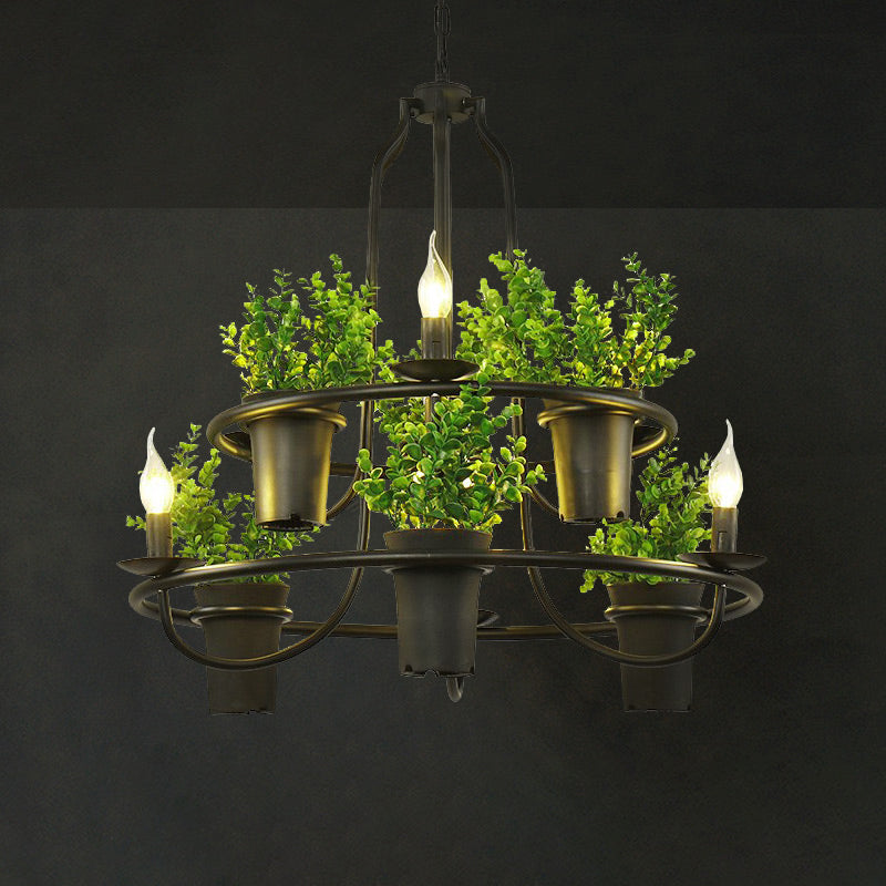 Plant Metal Pendant Chandelier Farm Style Restaurant Hanging Light Fixture for Decoration Green Clearhalo 'Cast Iron' 'Ceiling Lights' 'Chandeliers' 'Industrial Chandeliers' 'Industrial' 'Metal' 'Middle Century Chandeliers' 'Rustic Chandeliers' 'Tiffany' Lighting' 2268545