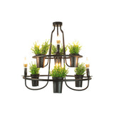 Green Artificial Pot Plant Pendant Lighting Industrial Metal 3 Bulbs Restaurant Chandelier Clearhalo 'Cast Iron' 'Ceiling Lights' 'Chandeliers' 'Industrial Chandeliers' 'Industrial' 'Metal' 'Middle Century Chandeliers' 'Rustic Chandeliers' 'Tiffany' Lighting' 2268552