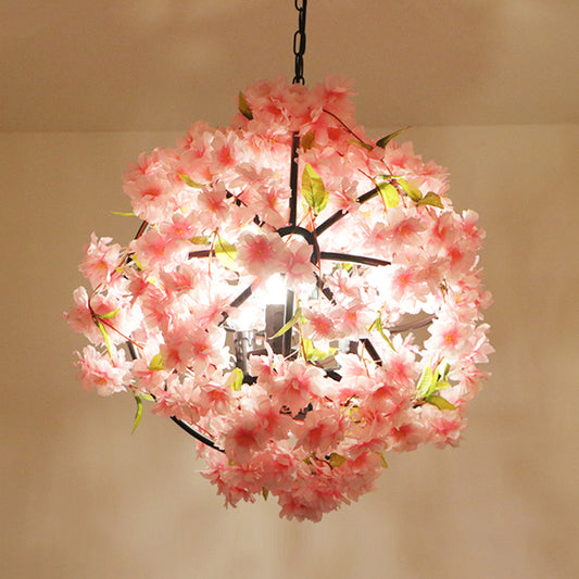 Pink Cherry Blossom Chandelier Farmhouse Metal Dining Room Suspension Light Fixture 3 Pink Clearhalo 'Cast Iron' 'Ceiling Lights' 'Chandeliers' 'Industrial Chandeliers' 'Industrial' 'Metal' 'Middle Century Chandeliers' 'Rustic Chandeliers' 'Tiffany' Lighting' 2268570