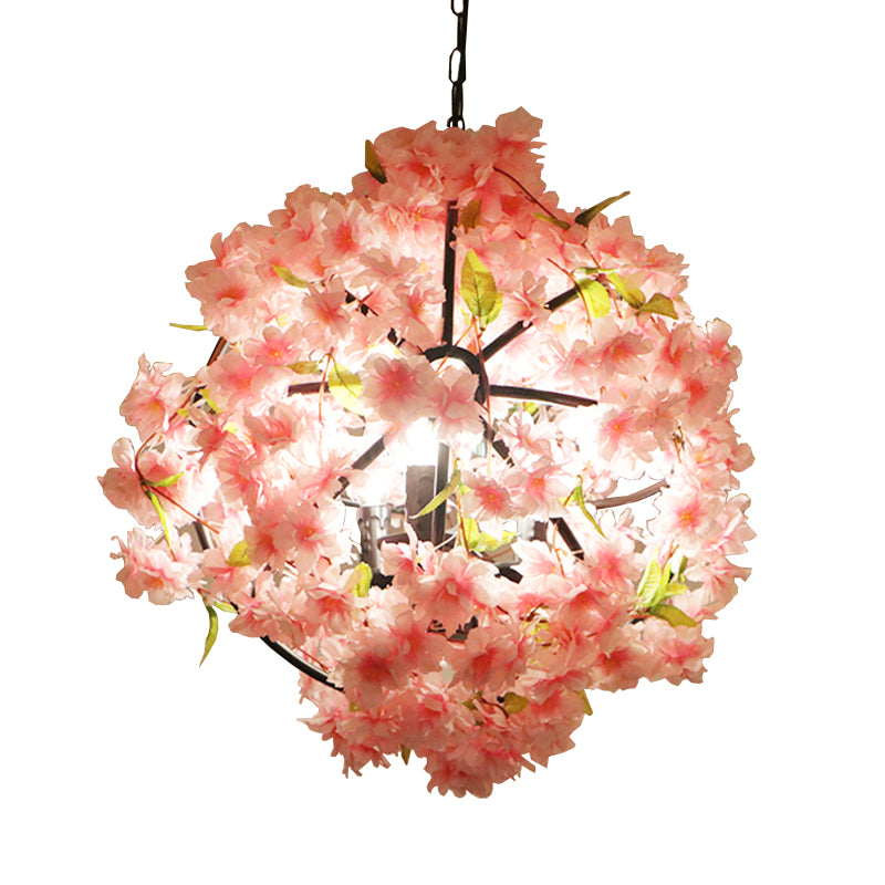 Pink Cherry Blossom Chandelier Farmhouse Metal Dining Room Suspension Light Fixture Clearhalo 'Cast Iron' 'Ceiling Lights' 'Chandeliers' 'Industrial Chandeliers' 'Industrial' 'Metal' 'Middle Century Chandeliers' 'Rustic Chandeliers' 'Tiffany' Lighting' 2268571