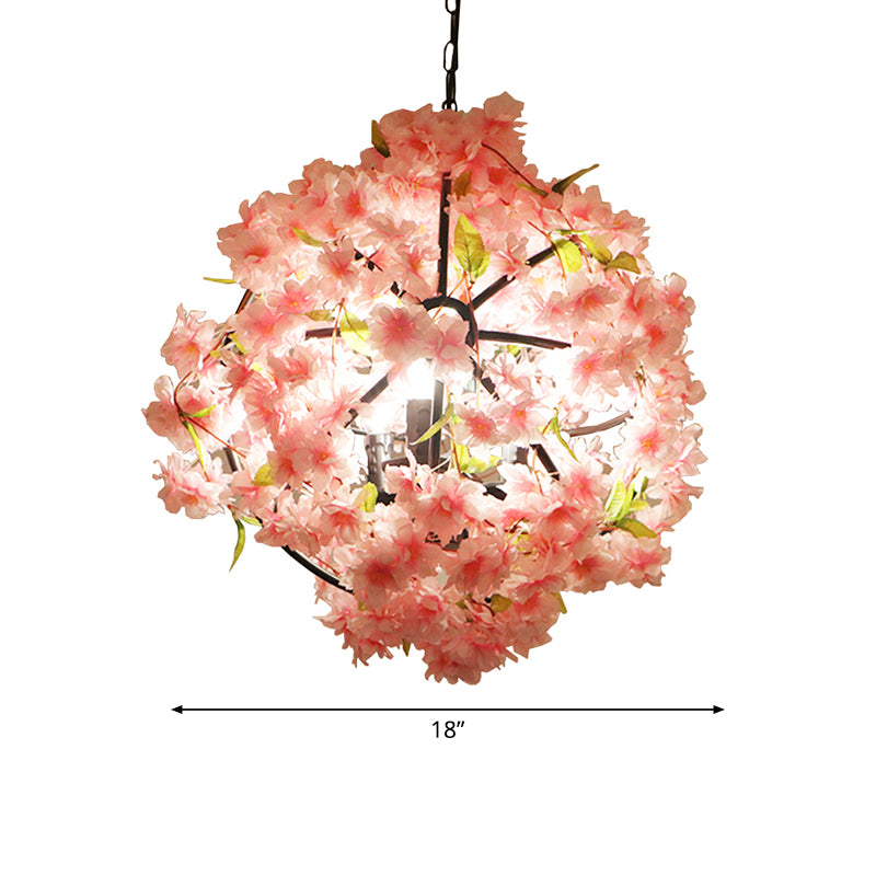 Pink Cherry Blossom Chandelier Farmhouse Metal Dining Room Suspension Light Fixture Clearhalo 'Cast Iron' 'Ceiling Lights' 'Chandeliers' 'Industrial Chandeliers' 'Industrial' 'Metal' 'Middle Century Chandeliers' 'Rustic Chandeliers' 'Tiffany' Lighting' 2268572