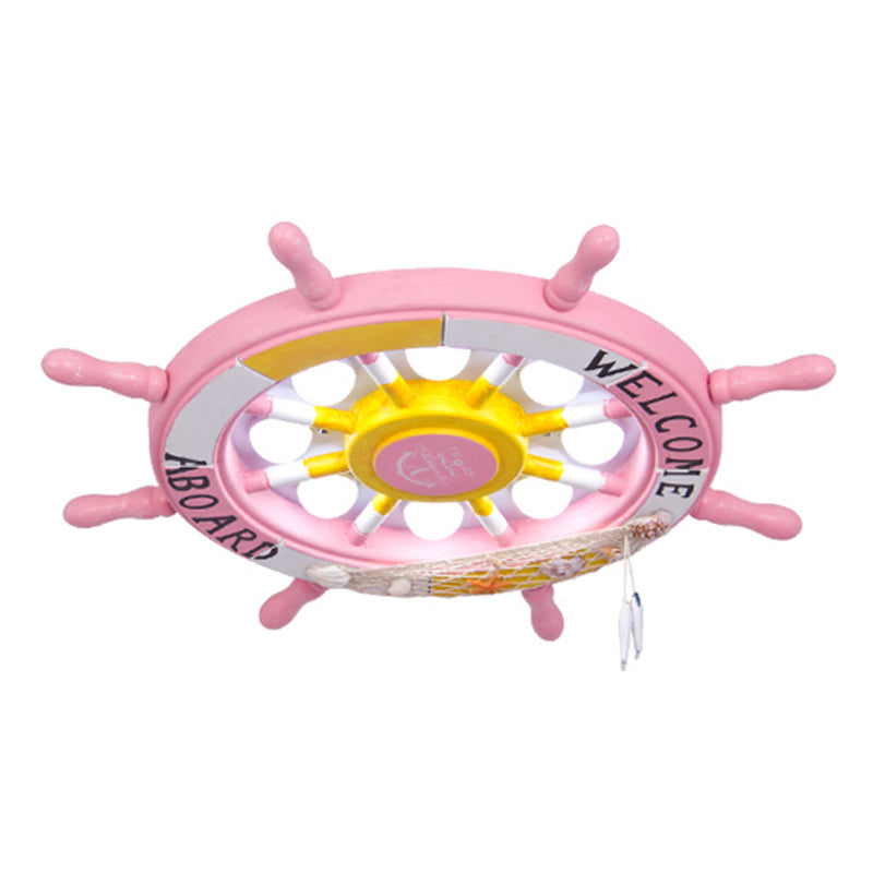 Rudder Kids Room LED Flush Mount Wooden 8 Heads Mediterranean Ceiling Flush Light Pink Clearhalo 'Ceiling Lights' 'Close To Ceiling Lights' 'Close to ceiling' 'Flush mount' Lighting' 2268606