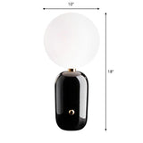 Capsule Base Night Table Light Postmodern Metal 1 Bulb Kids Room Nightstand Lamp with Orb White Glass Shade Black Large Clearhalo 'Lamps' 'Table Lamps' Lighting' 2268647