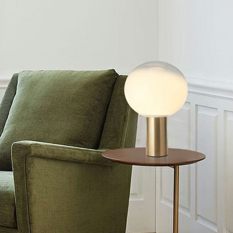 Fading White Glass Ball Table Lamp Simple Creative 1-Light Gold Finish Nightstand Light Clearhalo 'Lamps' 'Table Lamps' Lighting' 2268648