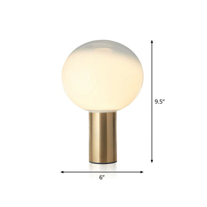 Fading White Glass Ball Table Lamp Simple Creative 1-Light Gold Finish Nightstand Light Gold Small Clearhalo 'Lamps' 'Table Lamps' Lighting' 2268649