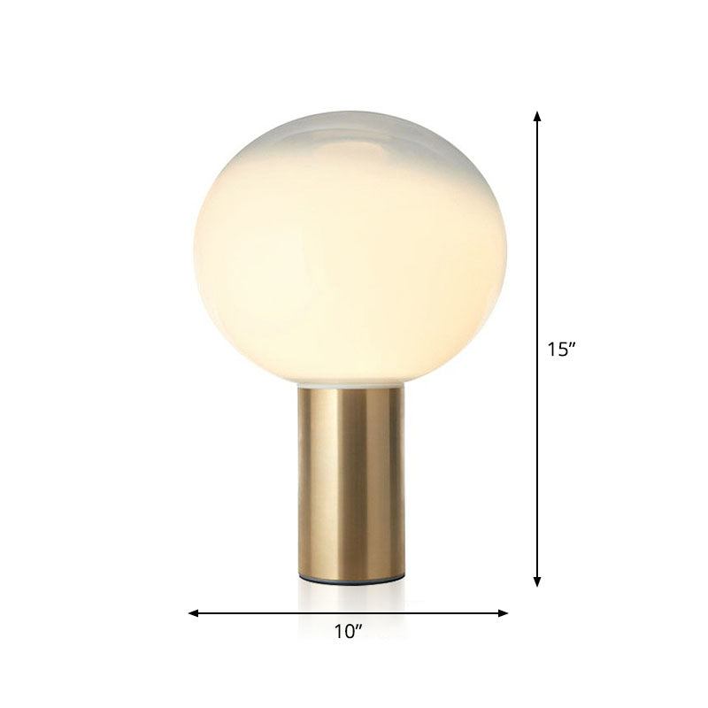 Fading White Glass Ball Table Lamp Simple Creative 1-Light Gold Finish Nightstand Light Gold Medium Clearhalo 'Lamps' 'Table Lamps' Lighting' 2268650