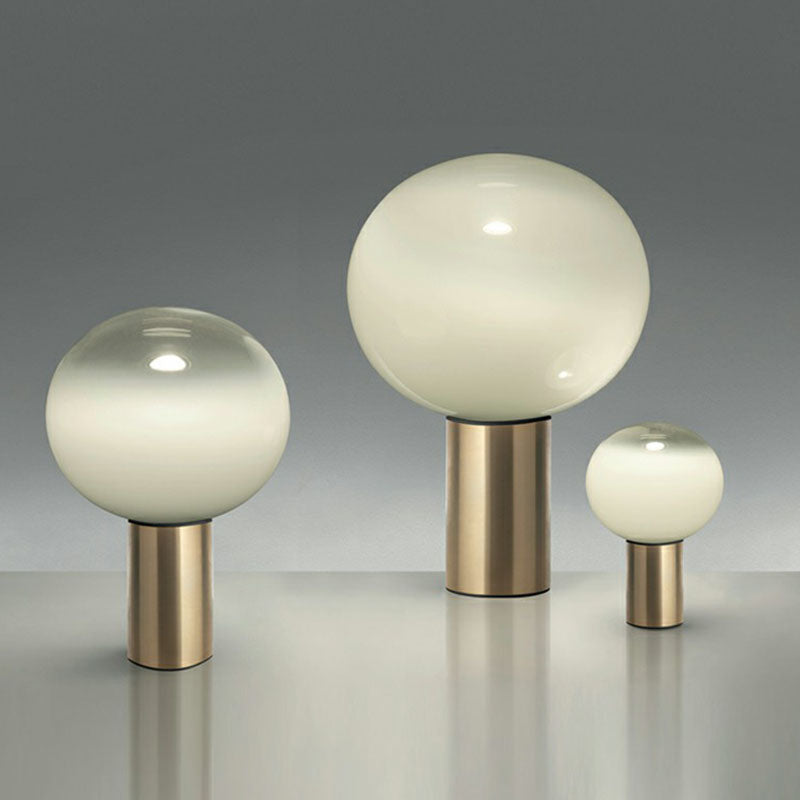 Fading White Glass Ball Table Lamp Simple Creative 1-Light Gold Finish Nightstand Light Clearhalo 'Lamps' 'Table Lamps' Lighting' 2268651