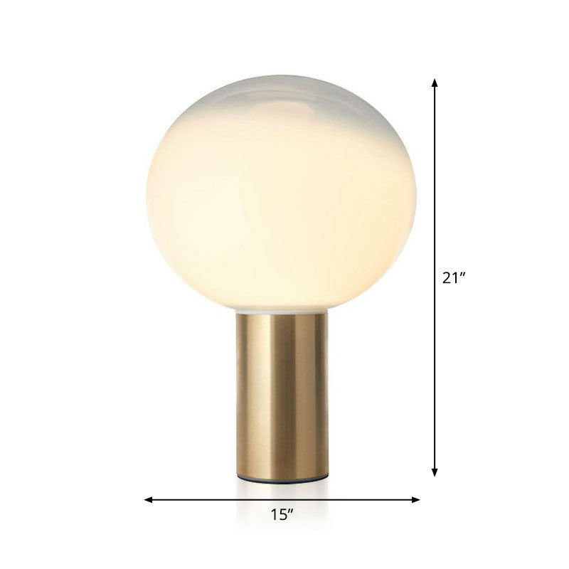 Fading White Glass Ball Table Lamp Simple Creative 1-Light Gold Finish Nightstand Light Gold Large Clearhalo 'Lamps' 'Table Lamps' Lighting' 2268652